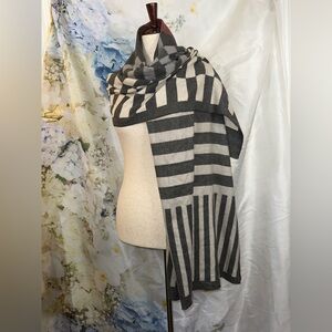 Striped Gray, Burgundy, and Black Shawl unisex